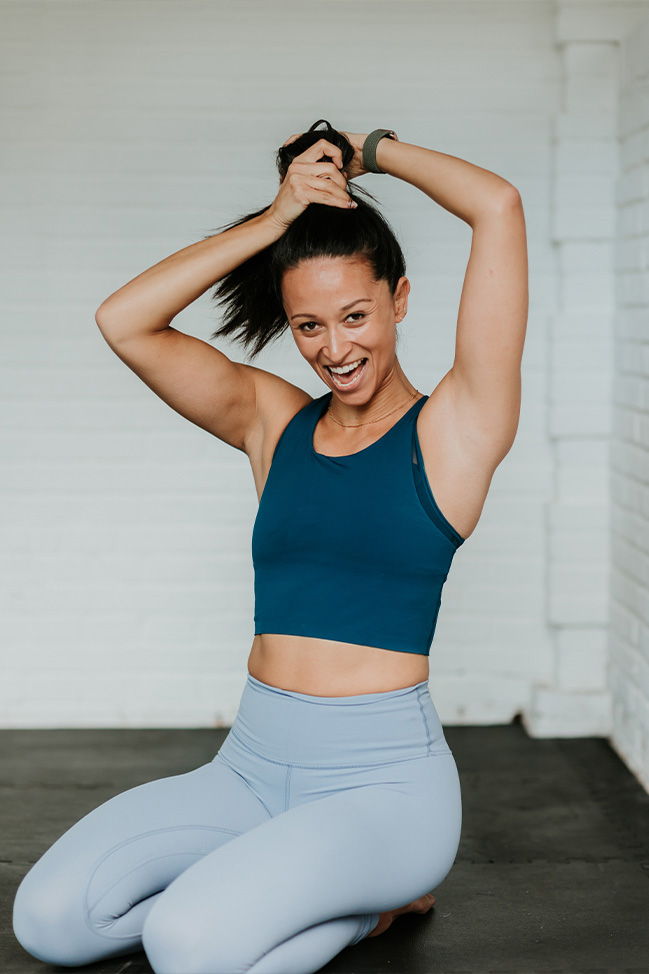 Black and white image of the coach while stretching.